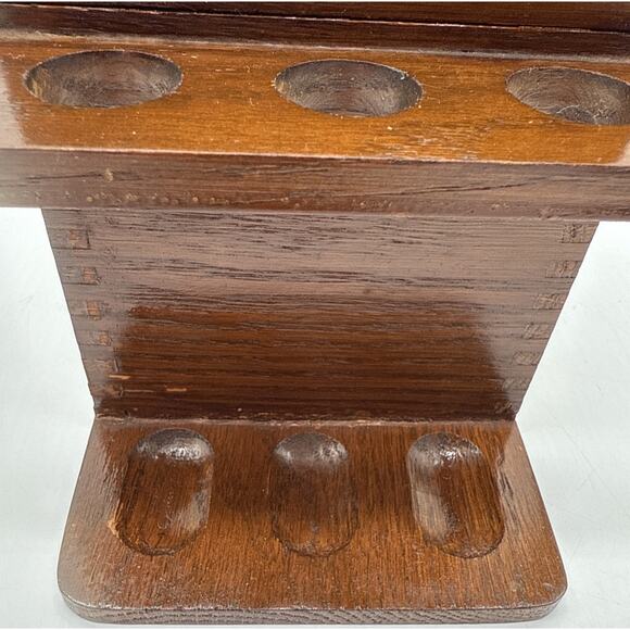 Vtg Decatur Finger Jointed Wooden Humidor Aztec Clay Moistener 6 Pipe Holder - Picture 7 of 11